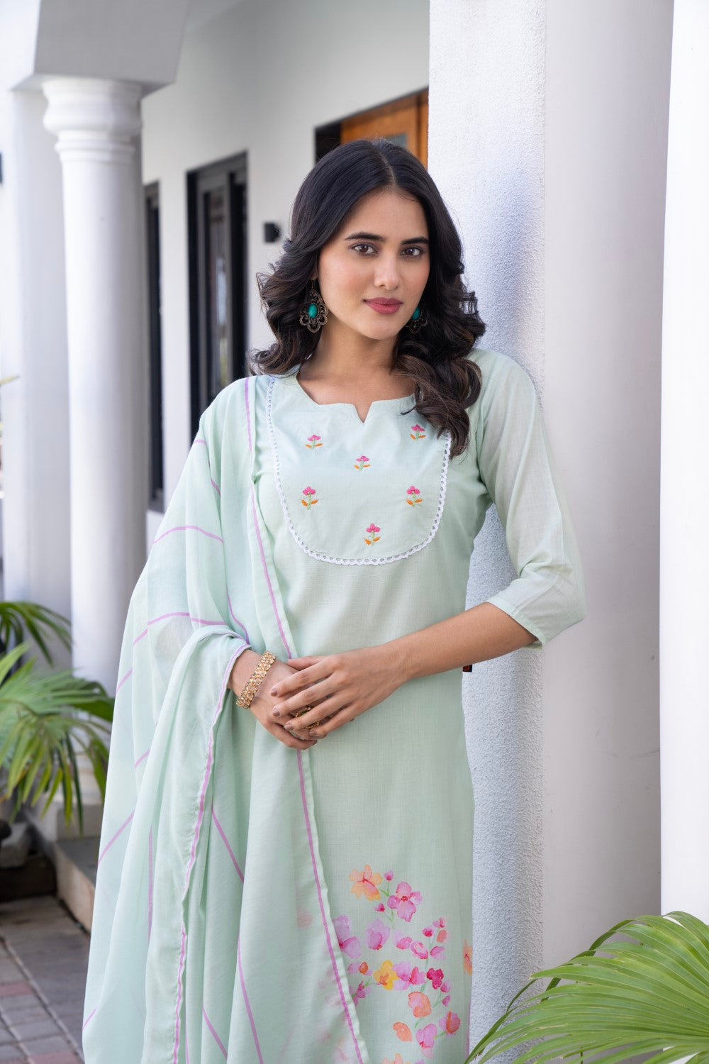 Pastel Green Embroidered Kurta Set